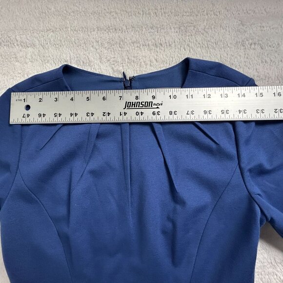 Classiques Entier Womens Blue Pleated Shift Dress Size 4 Long Sleeve Career - Picture 5 of 10